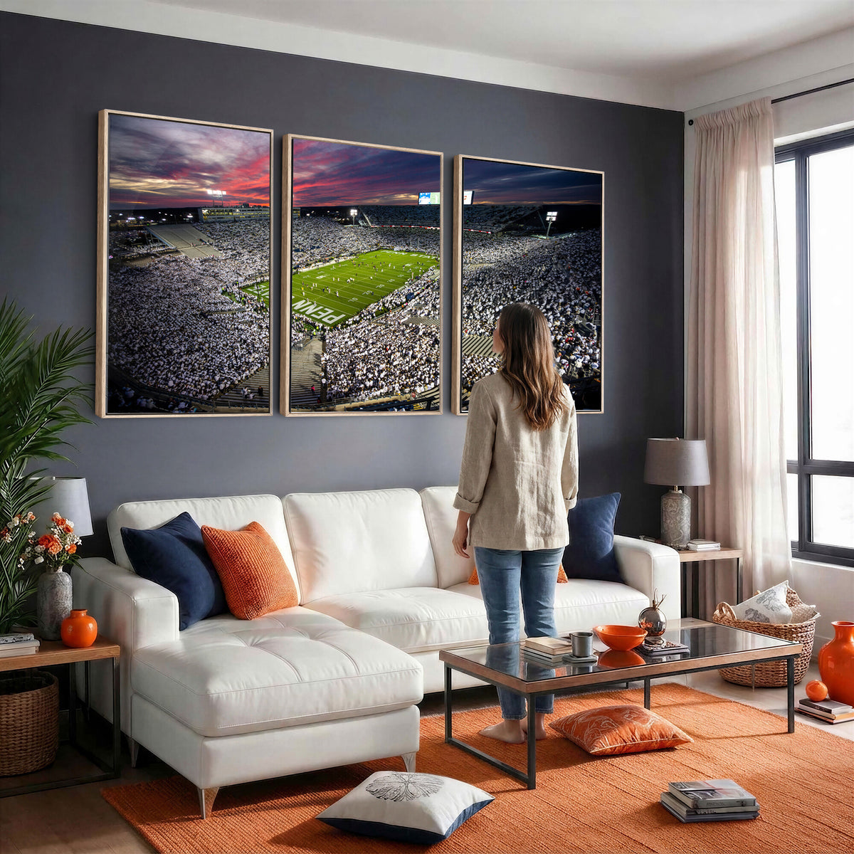 37304-MGV-CV-36X24 - Penn State Nittany Lions Football Team Print - University Park Beaver Stadium Art Canvas Print