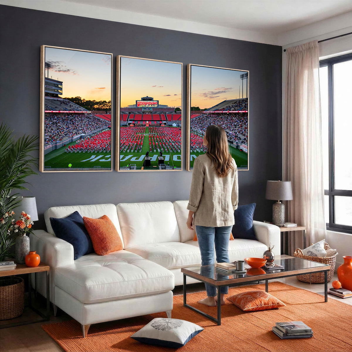 35266-MGV-CV-36X24 - NC State Wolfpack Football Team Print Wall Art - Raleigh Carter-Finley Stadium Wall Art Canvas Print
