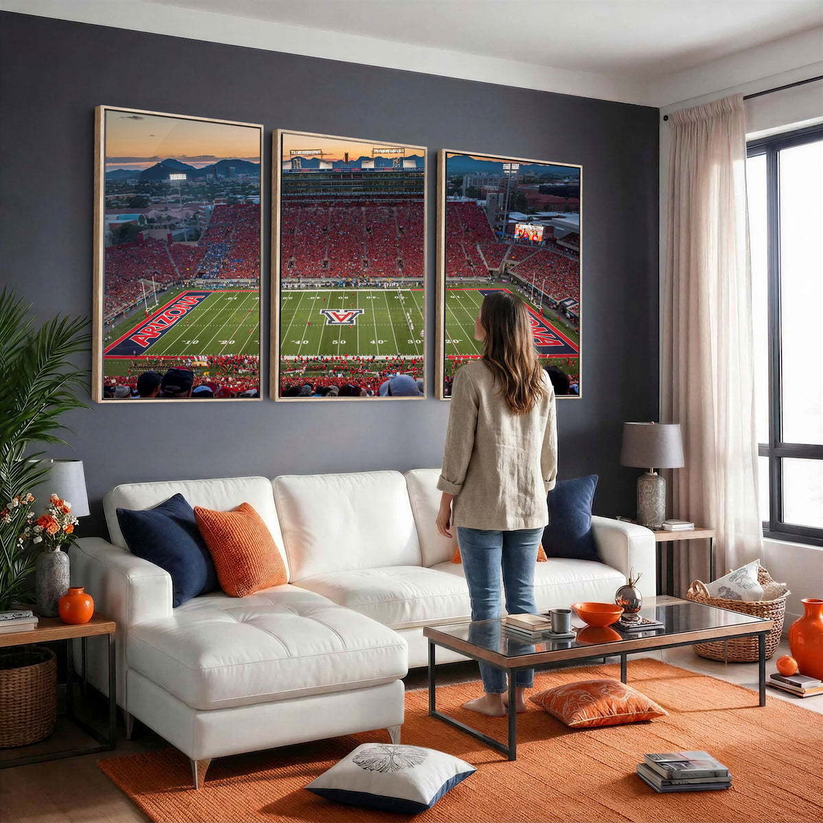 45563-MGV-CV-36X24 - Arizona Wildcats Football Team Print - Tucson Arizona Stadium Wall Art Canvas Print
