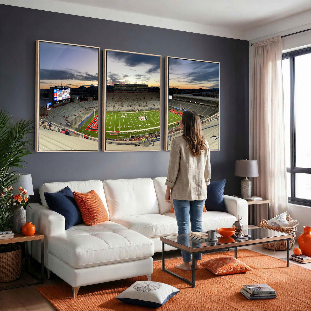 24339-MGV-CV-36X24 - Arizona Wildcats Football Team Print - Tucson Arizona Stadium Wall Art Canvas Print