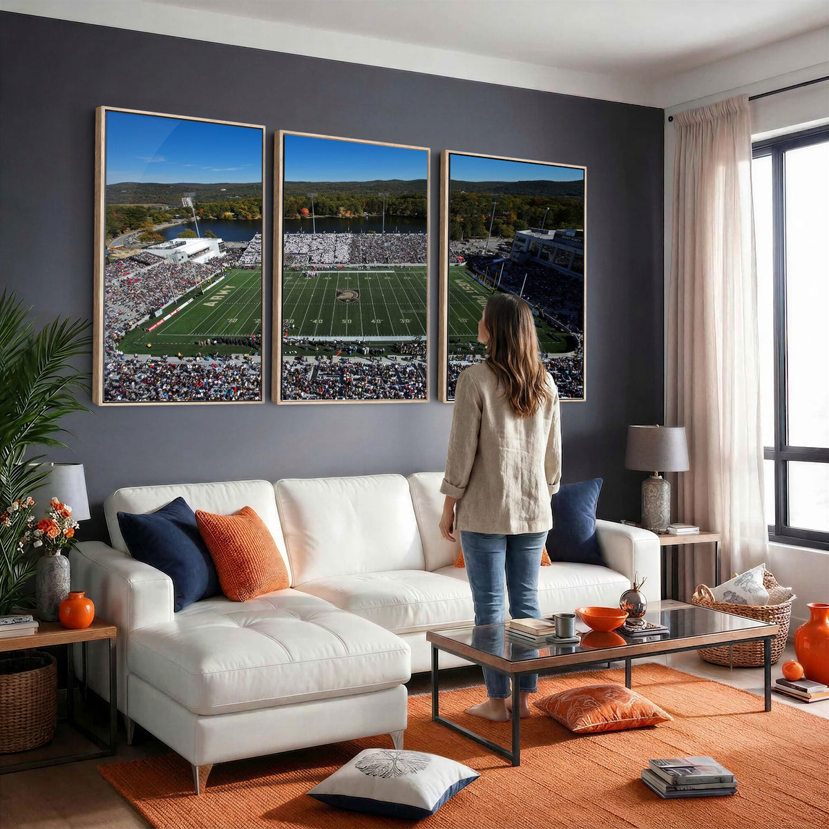 52056-MGV-CV-36X24 - Army Black Knights Football Team Print - West Point Michie Stadium Wall Art Canvas Print