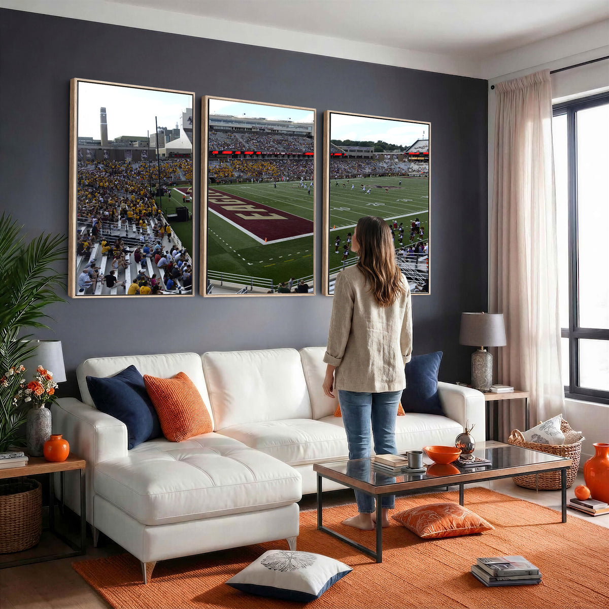 61503-MGV-CV-36X24 - Boston College Eagles Football Team Print - Boston Alumni Stadium Wall Art Canvas Print