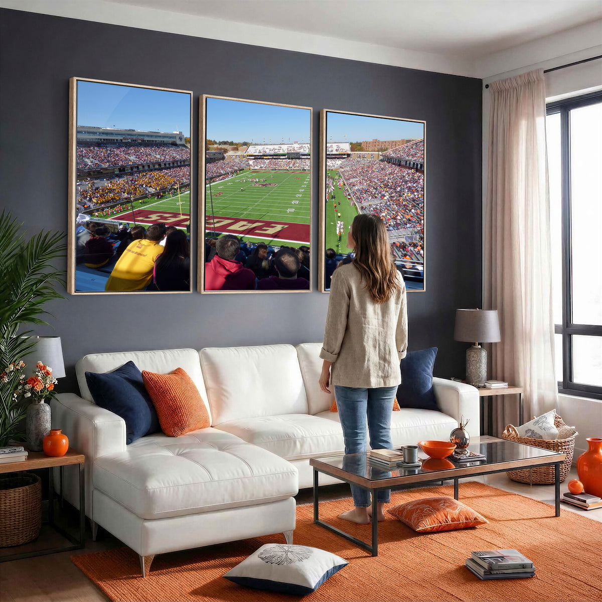 78117-MGV-CV-36X24 - Boston College Eagles Football Team Print - Boston Alumni Stadium Wall Art Canvas Print