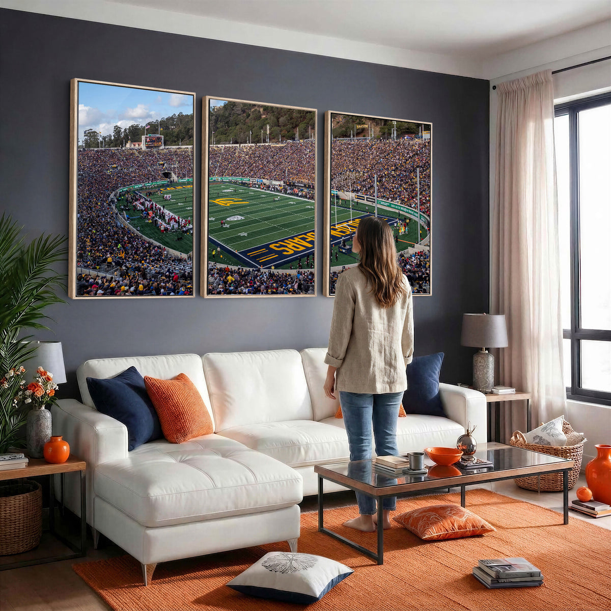 38054-MGV-CV-36X24 - University of California Golden Bears Football Team Print - Berkeley California Memorial Stadium Art