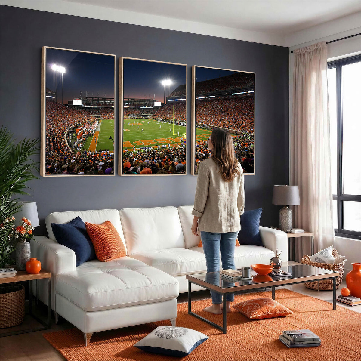 32340-MGV-CV-36X24 - Clemson University Tigers Art Print, Football Team Print