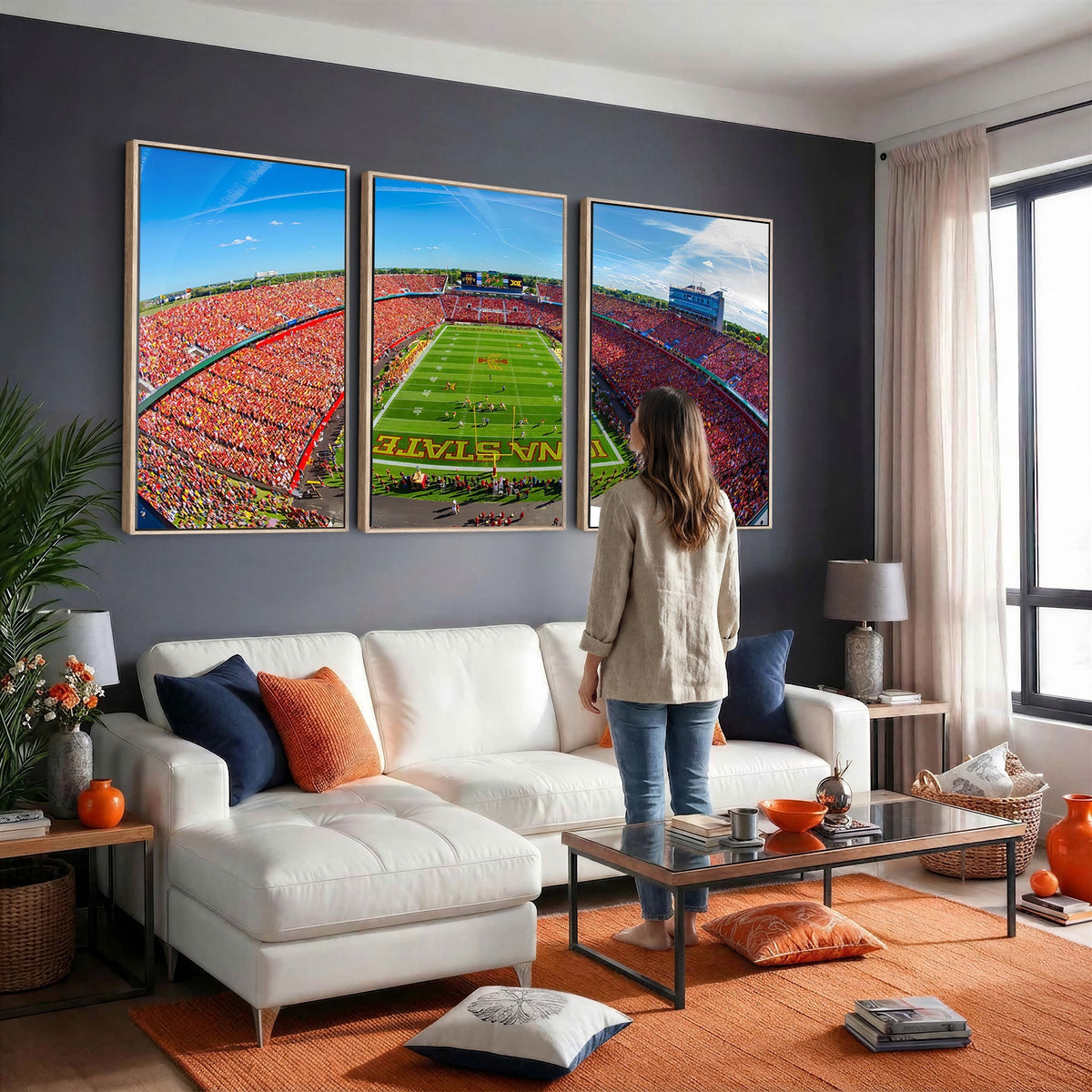 36706-MGV-CV-24X16 - Iowa State University Cyclones Football Team Print, Ames, Framed and Ready to Hang
