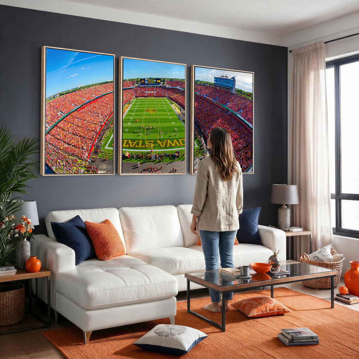 36706-PAN-FL-20X10 - Iowa State University Cyclones Football Team Print - Ames Jack Trice Stadium Art Canvas Print