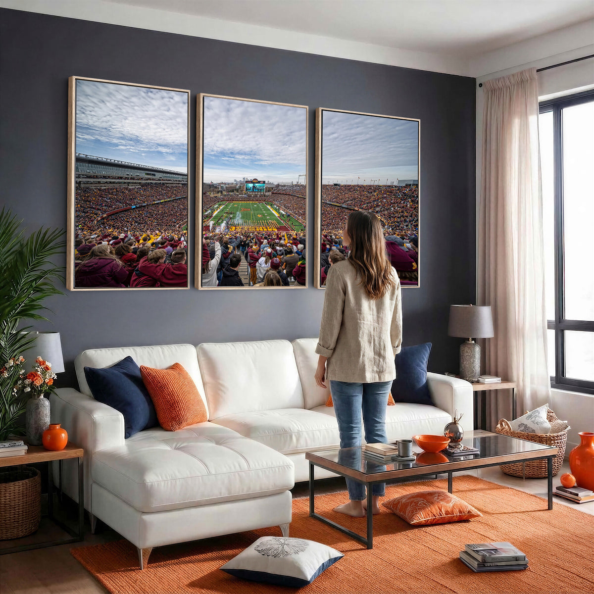 38459-PAN-FL-20X10 - University of Minnesota Golden Gophers Football Team Print - Minneapolis Huntington Bank Stadium Art