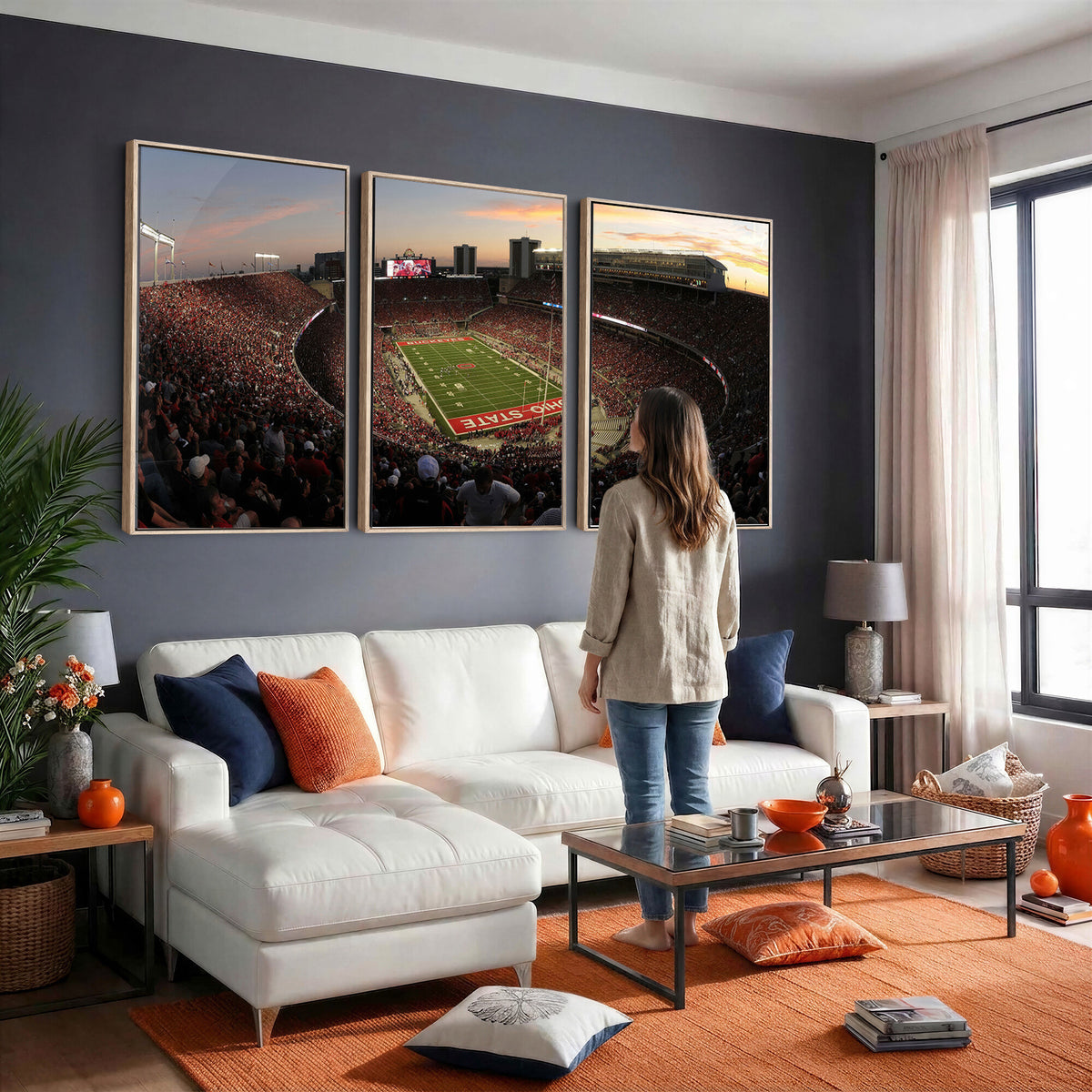 28825-PAN-FL-20X10 - Ohio State University Buckeyes Football Team Print - Columbus Ohio Stadium Wall Art Canvas Print