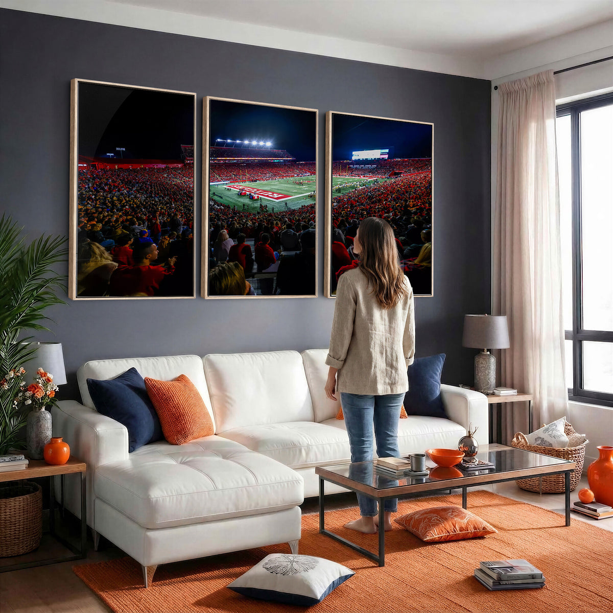 18115-PAN-FL-20X10 - Rutgers Scarlet Knights Football Team Print - SHI Stadium, Piscataway Wall Art Canvas Print