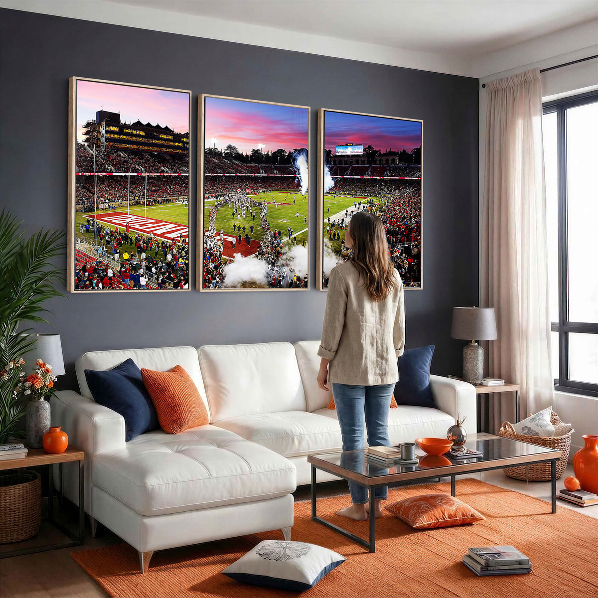 25557-PAN-FL-20X10 - Stanford University Cardinal Football Team Print - Stanford Stadium Wall Art Canvas Print