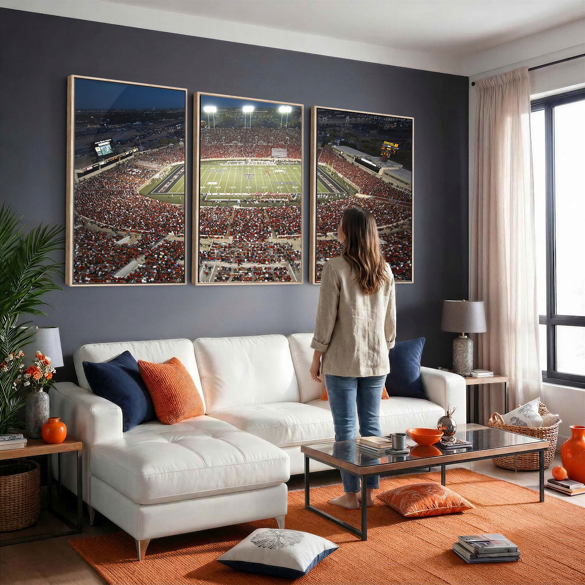 55763-MGV-CV-36X24 - Texas Tech Red Raiders Football Team Print, Lubbock Jones AT&T Stadium, Framed and Ready to Hang