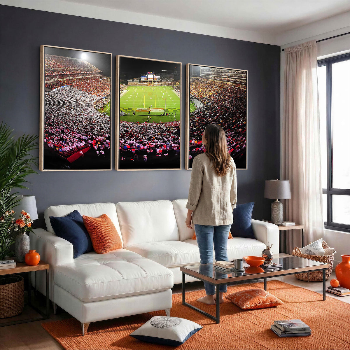 12091-PAN-FL-20X10 - University of Maryland Terrapins Football Team Print - College Park SECU Stadium Wall Art Canvas