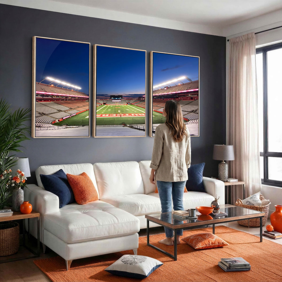 15051-MGV-CV-36X24 - Rutgers Scarlet Knights Football Team Print, Piscataway SHI Stadium