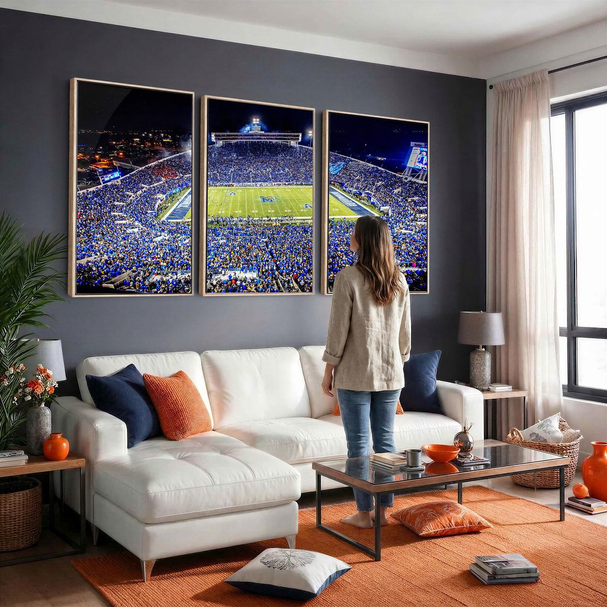 11665-PAN-FL-20X10 - University of Memphis Tigers Football Team Print - Memphis Simmons Bank Liberty Stadium Wall Art