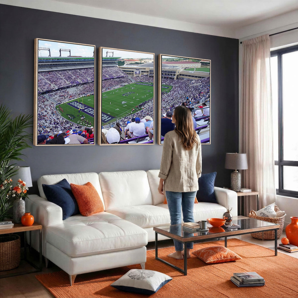 95139-MGV-CV-36X24 - The Texas Christian University TCU Horned Frogs Football Team Print, Fort Worth