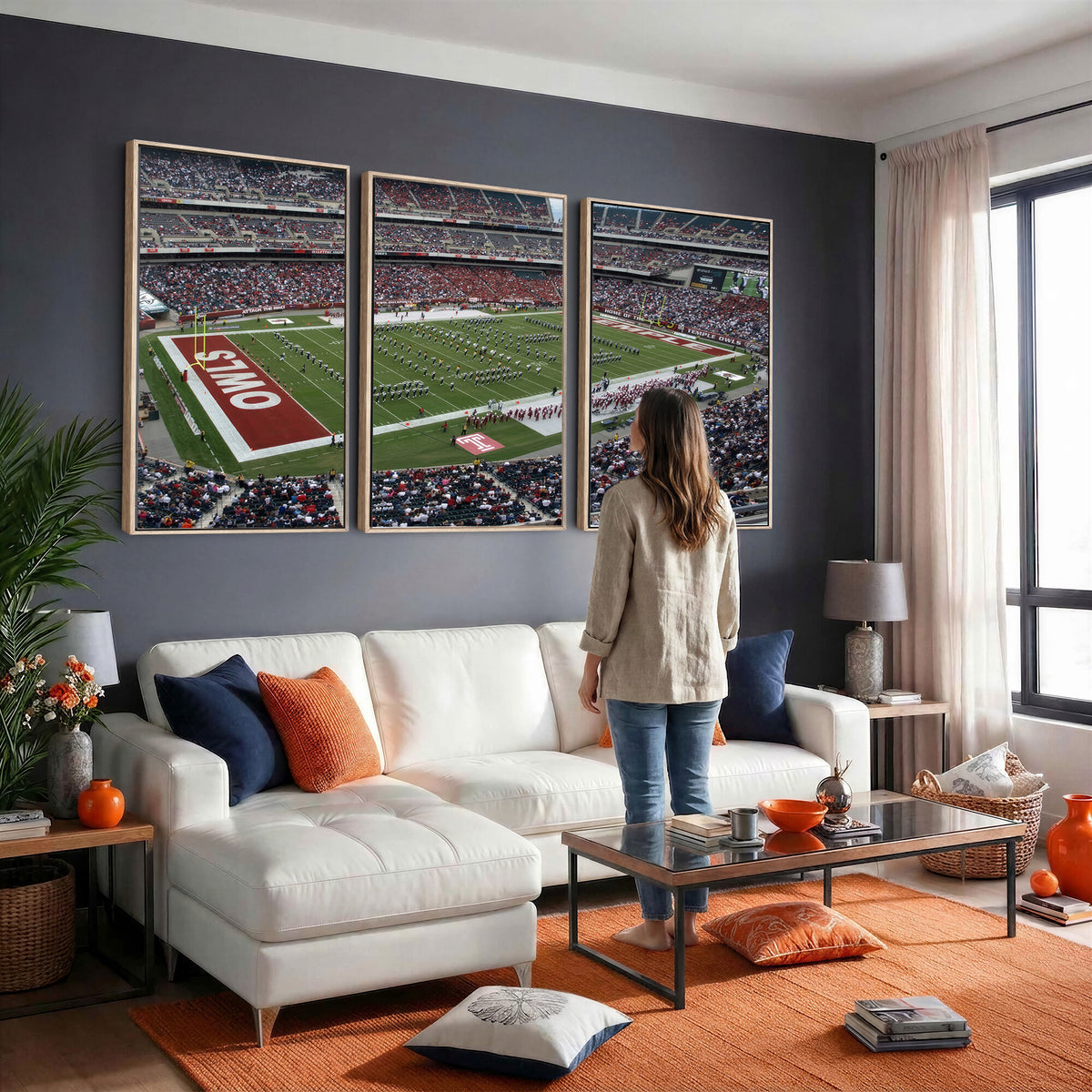 15310-PAN-FL-20X10 - The Temple University Owls Athletics Team Print - Philadelphia Lincoln Financial Field Stadium Wall