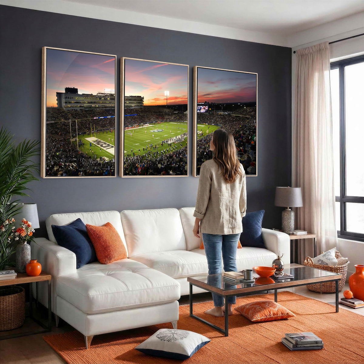 64416-MGV-CV-36X24 - The University of Connecticut UCONN Huskies Football Team Print, Framed and Ready to Hang