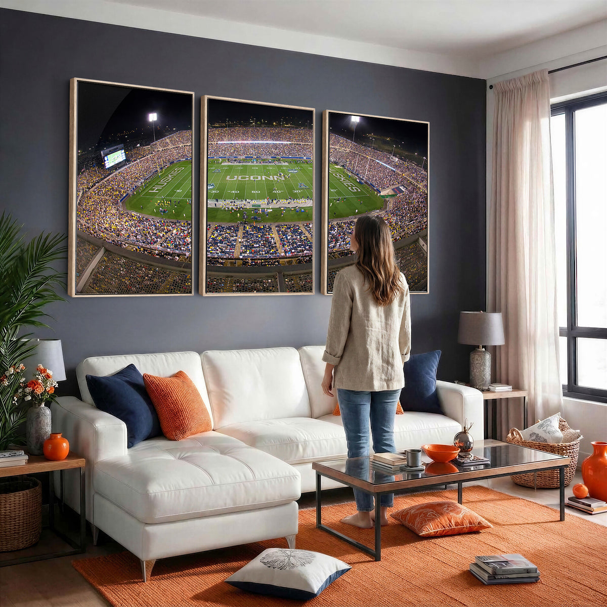 52855-MGV-CV-36X24 - The University of Connecticut UCONN Huskies Football Team Print, East Hartford