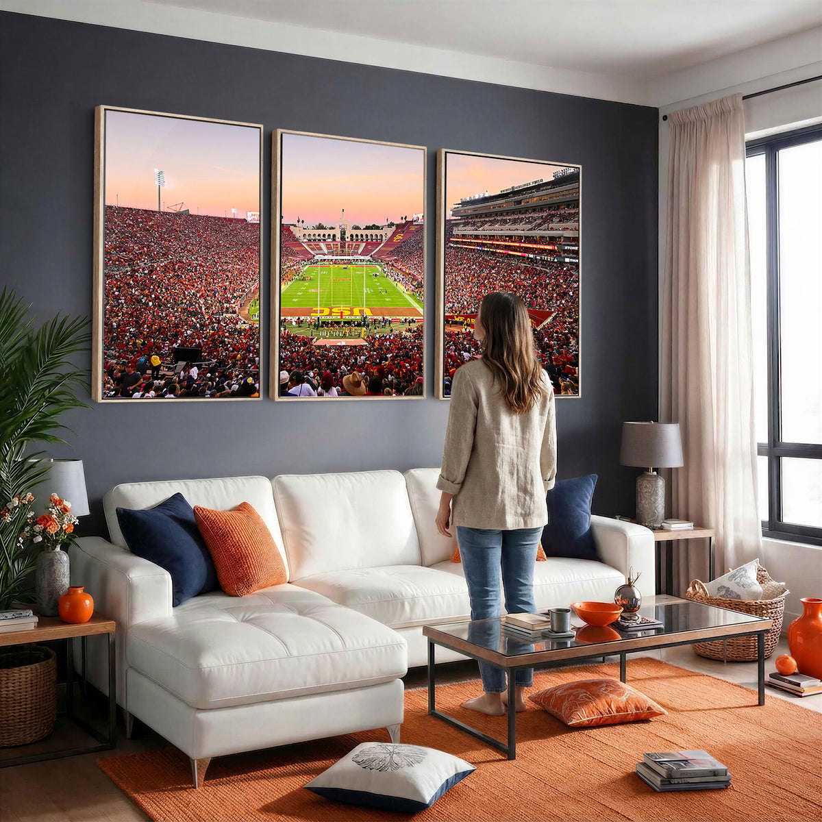39904-MGV-CV-36X24 - The University of Southern California USC Trojans Football Team Print, Home Bar Wall Decor