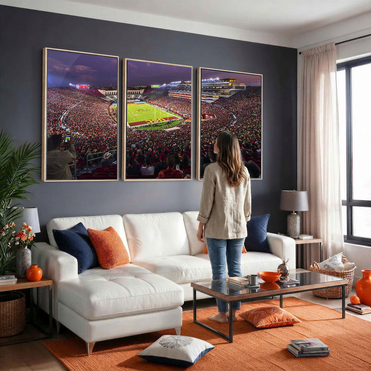 73373-MGV-CV-36X24 - The University of Southern California USC Trojans Football Team Print, Extra Large Game Room Wall Decor