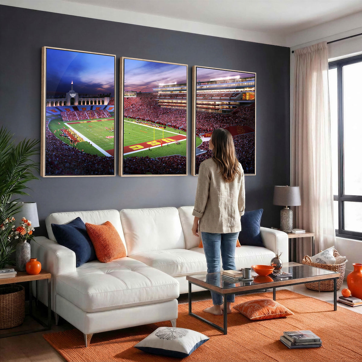 71879-MGV-CV-36X24 - The University of Southern California USC Trojans Football Team Print, Framed and Ready to Hang