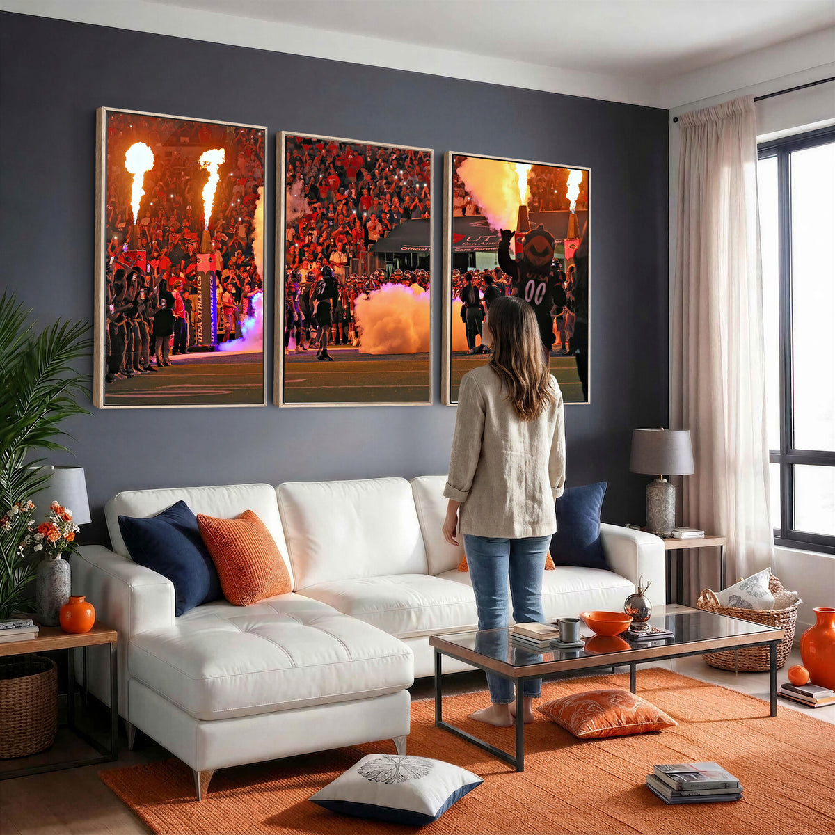 98664-MGV-CV-36X24 - The University of Texas at San Antonio Roadrunners Football Team Print, Extra Large Game Room Wall Decor