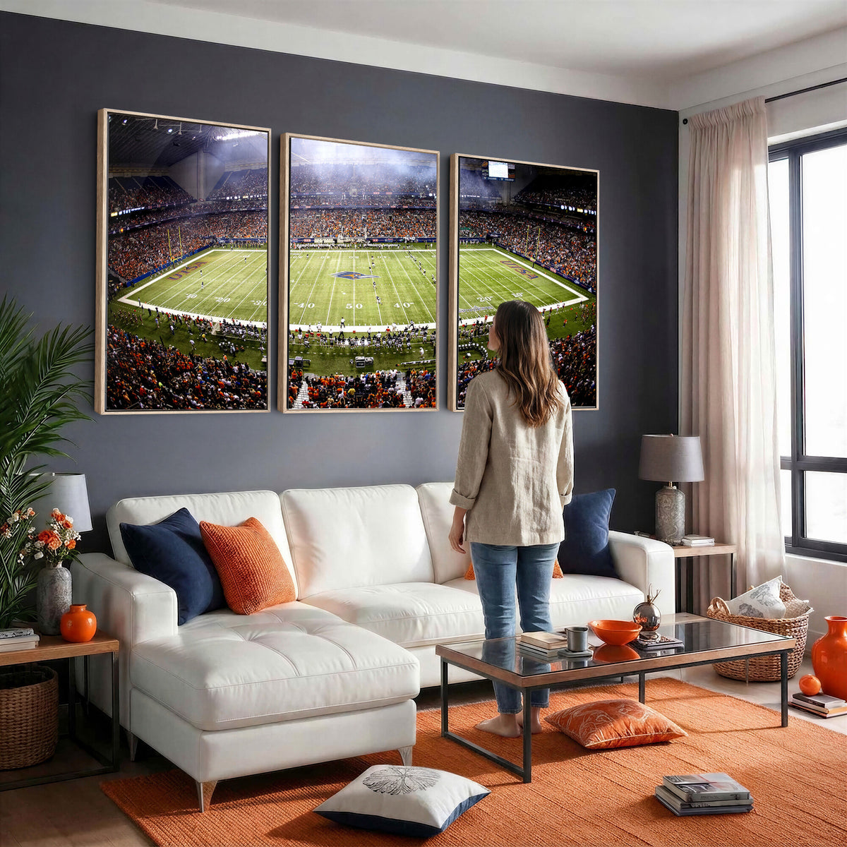 46972-MGV-CV-36X24 - The University of Texas at San Antonio Roadrunners Football Team Print, Framed and Ready to Hang