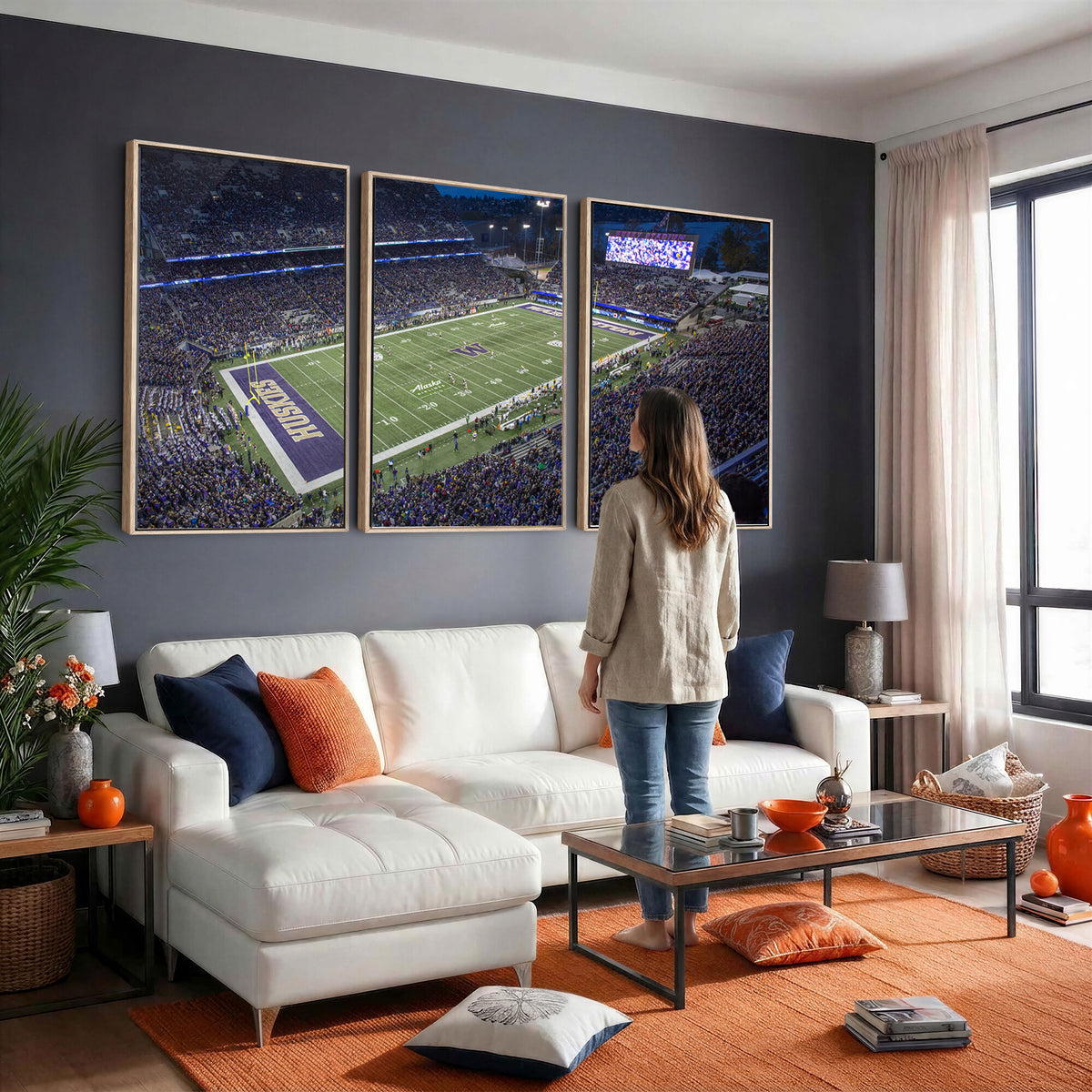 84780-MGV-CV-36X24 - The University of Washington Huskies Football Team Print, Framed and Ready to Hang