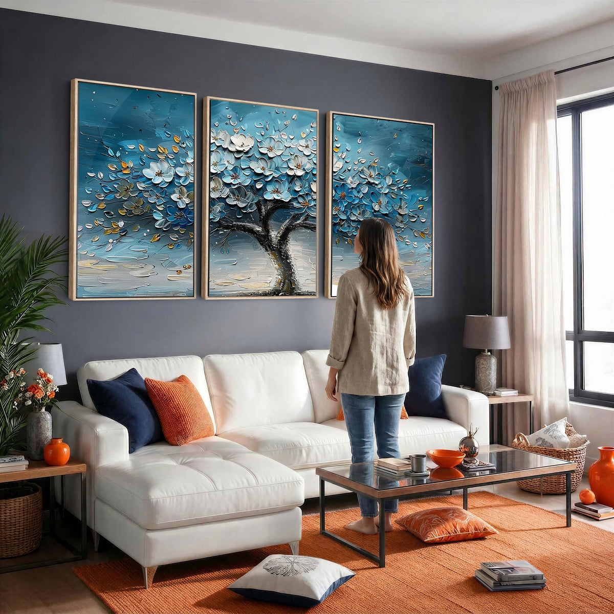 24109-_Poster-30x20 - Abstract Blooming Tree Wall Art Canvas Print, Floral Modern Home Decor