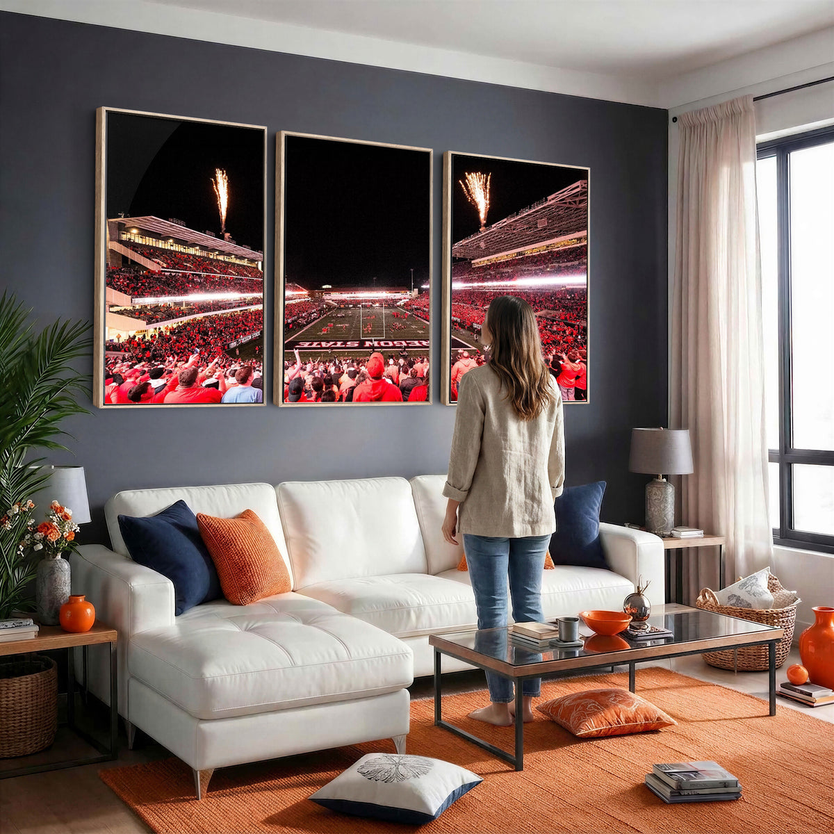 52633-MGV-CV-36X24 - Oregon State Beavers Football Team Print, Corvallis Reser, Framed and Ready to Hang