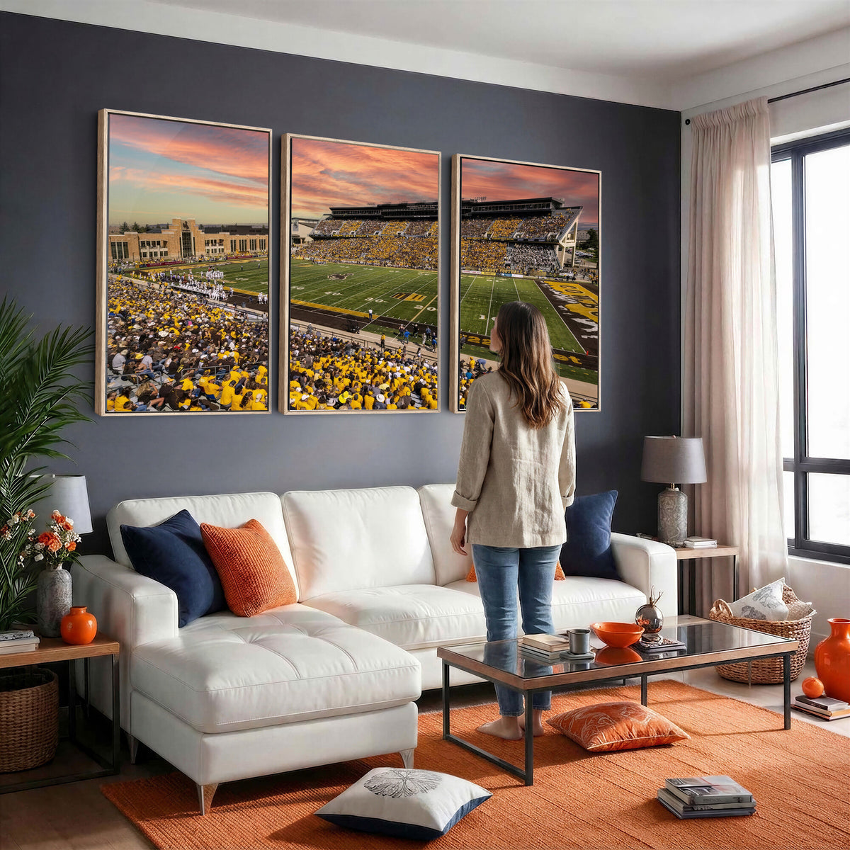 90508-MGV-CV-36X24 - University of Wyoming Cowboys Football Team Print, Laramie, Extra Large Game Room Wall Decor