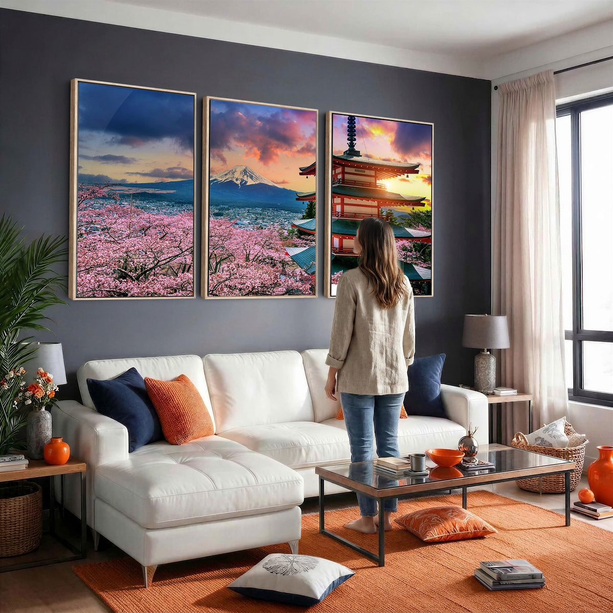95987-MGV-CV-24X16 - Cherry Blossoms Canvas Print, Chureito Pagoda and Mount Fuji Wall Art