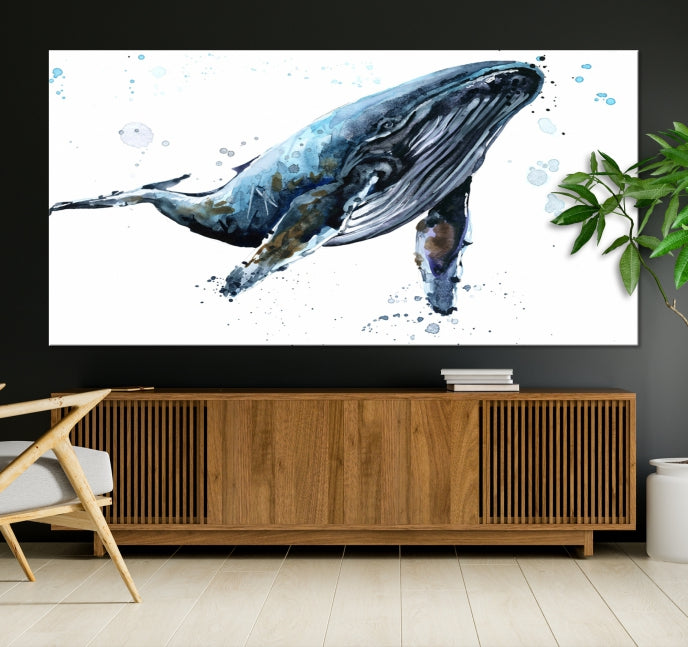 Art mural de baleine aquarelle Impression sur toile