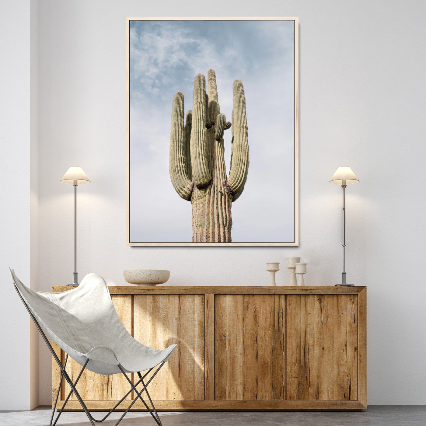 Saguaro Cactus Wall Art Canvas Print, Framed Earthy Desert Art Picture Print, Warm Botanical Perfect Southwestern Boho Decor, Framed