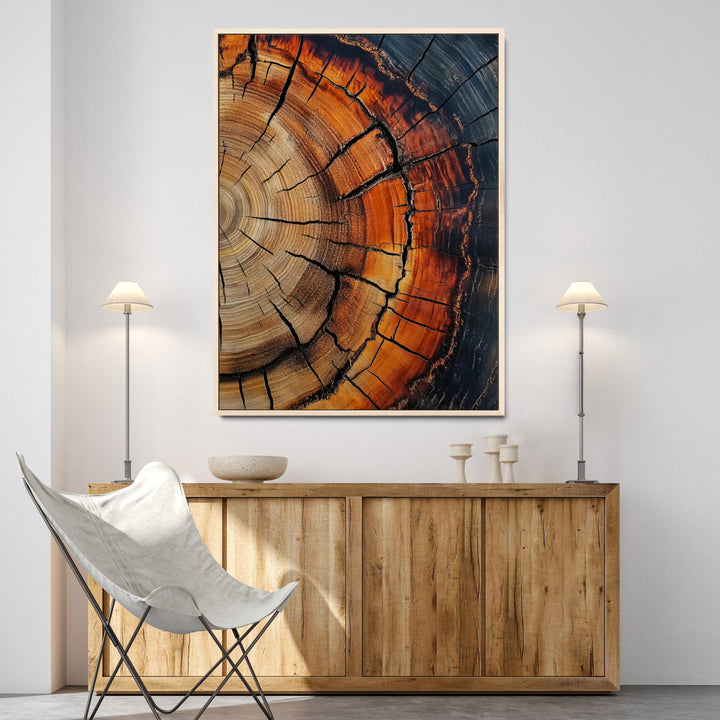 Wood Texture Wall Art Canvas Print, Framed Rustic Nature Art Picture Print, Earthy Tones Perfect Modern Rustic Decor Artwork