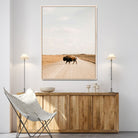 63874278-MGV-CV-24X36-Bison Crossing Wall Art Canvas Print, Framed Western Landscape Art Picture Print, Prairie Road Perfect Modern Ranch Decor Decor Artwork