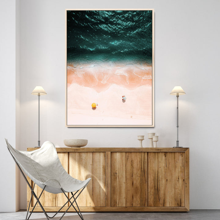Tropical Relaxation Wall Art Canvas Print, Framed Coastal Vibes Art Picture Print, Ocean Aesthetic Coastal Minimalist Art Wall Decor Artwork