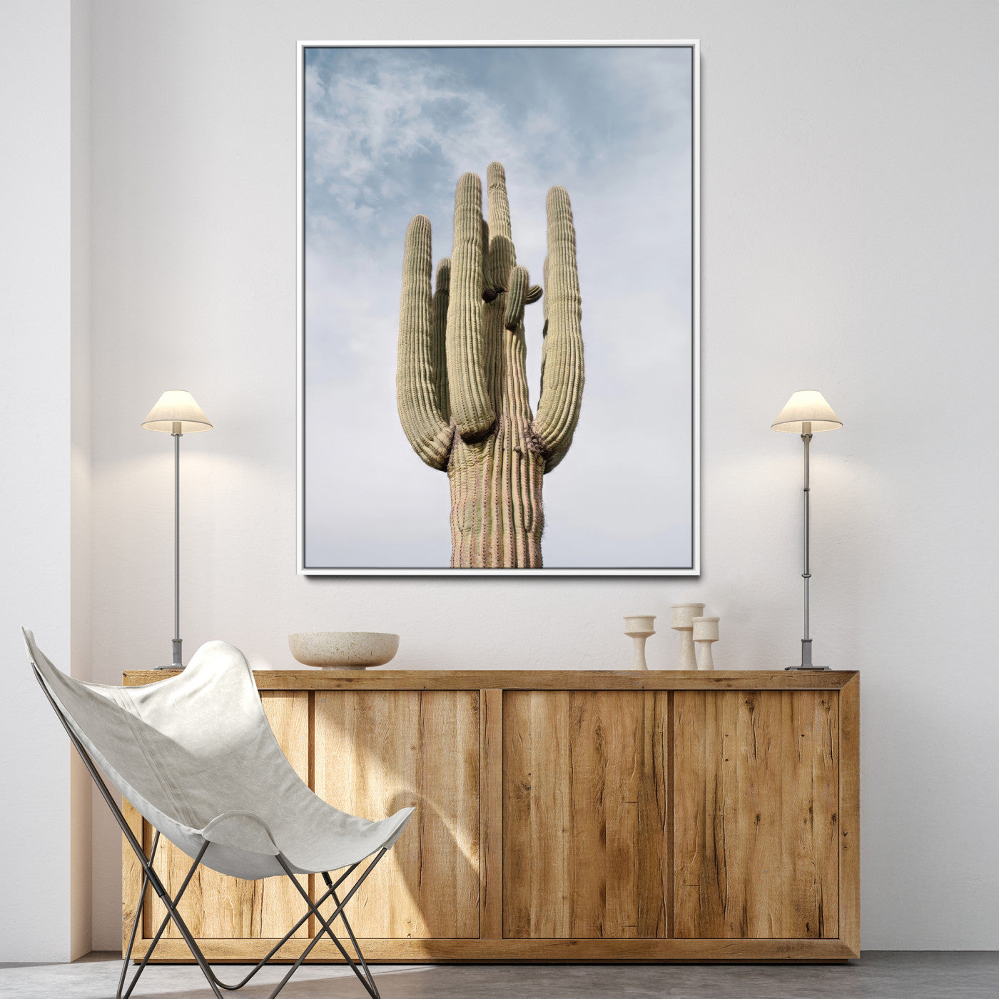 Saguaro Cactus Wall Art Canvas Print, Framed Earthy Desert Art Picture Print, Warm Botanical Perfect Southwestern Boho Decor, Framed