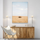 96766166-MGV-CV-24X36-Minimalist Nature Wall Art Canvas Print, Framed Bison In Grassland Art Print, Open Field Perfect Modern Ranch Decor Decor Artwork