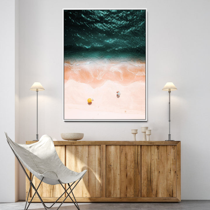 Tropical Relaxation Wall Art Canvas Print, Framed Coastal Vibes Art Picture Print, Ocean Aesthetic Coastal Minimalist Art Wall Decor Artwork