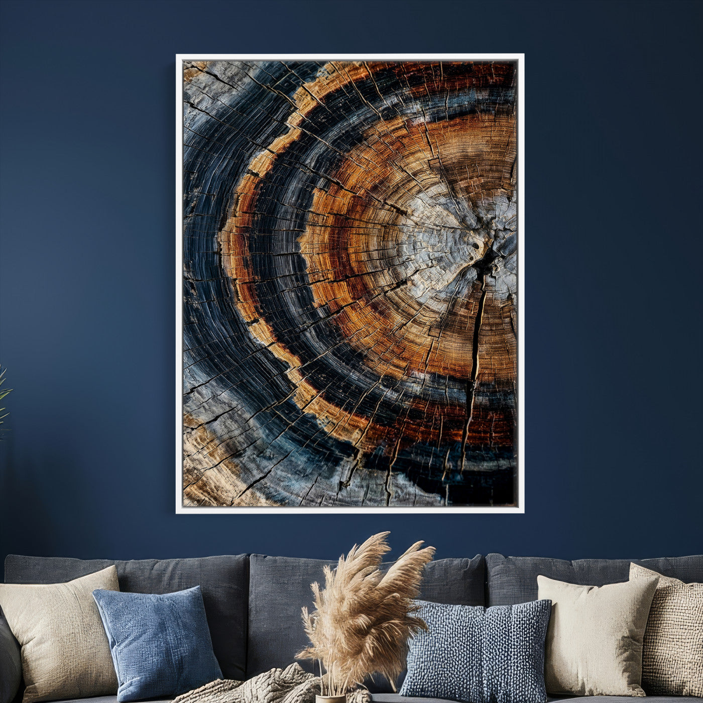 92693966B-MGV-CV-24X36 - Abstract Wood Grain Canvas Print, Tree Ring Pattern Wall Art, Framed Canvas Ready to Hang