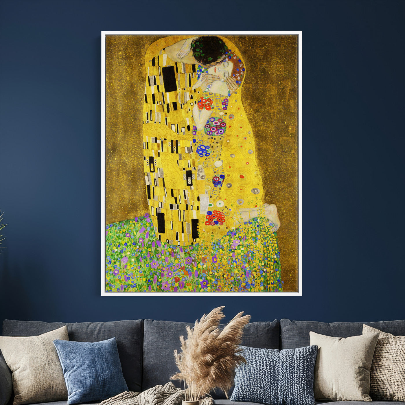 77323081-MGV-CV-24X36 - The Kiss Wall Art Canvas Print – Gustav Klimt Inspired Gold Art Nouveau Painting