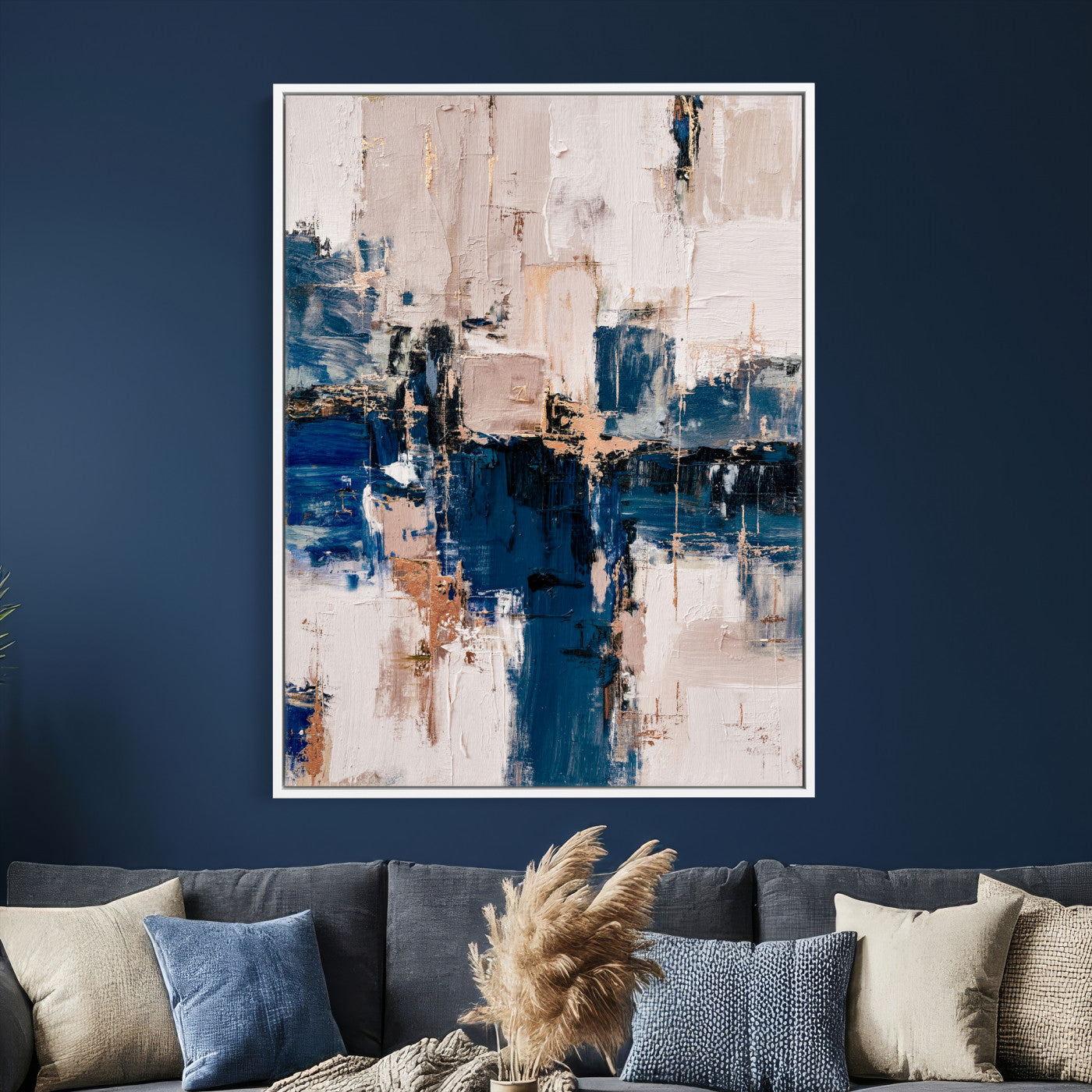 33344787-MGV-CV-24X36 - Abstract Navy Blue Wall Art Canvas Print