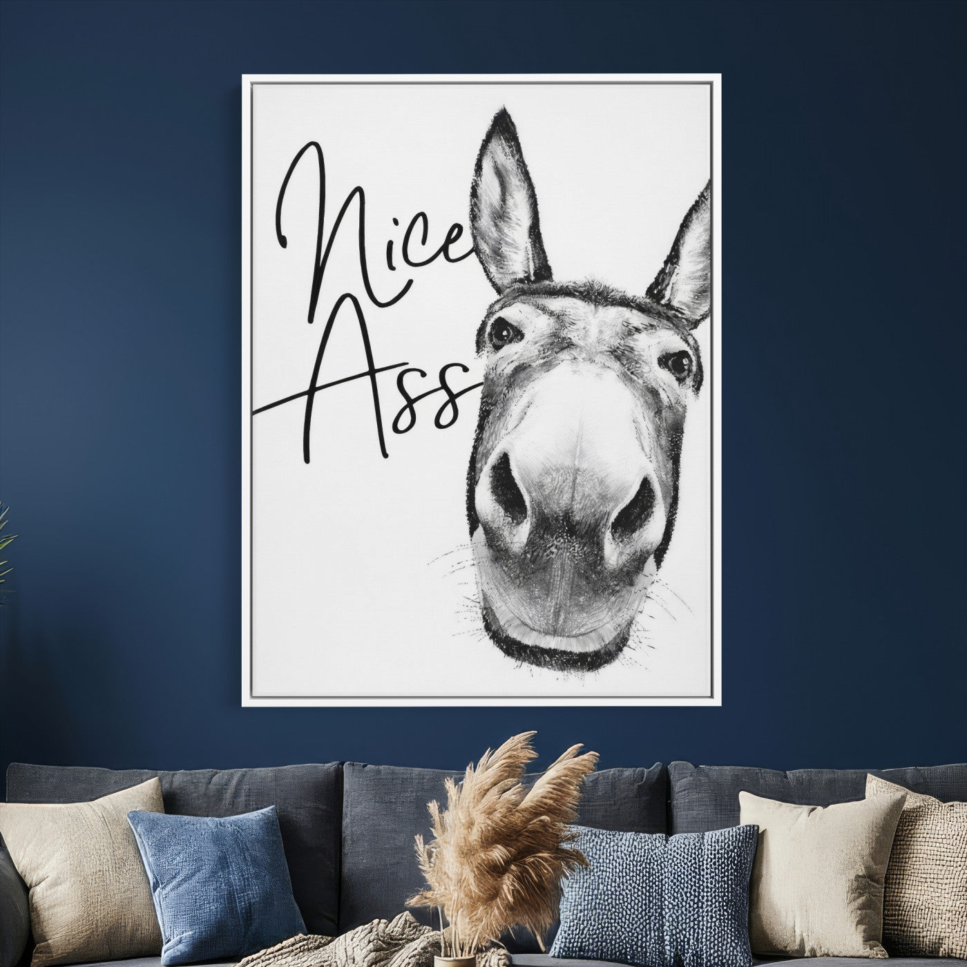 56057354-MGV-CV-24X36 - Nice Ass Funny Canvas Wall Art for Bathroom Wall Decor Cute Danke Humor Decor, Quirky Farmhouse Bathroom Art, Cow Lover Gift