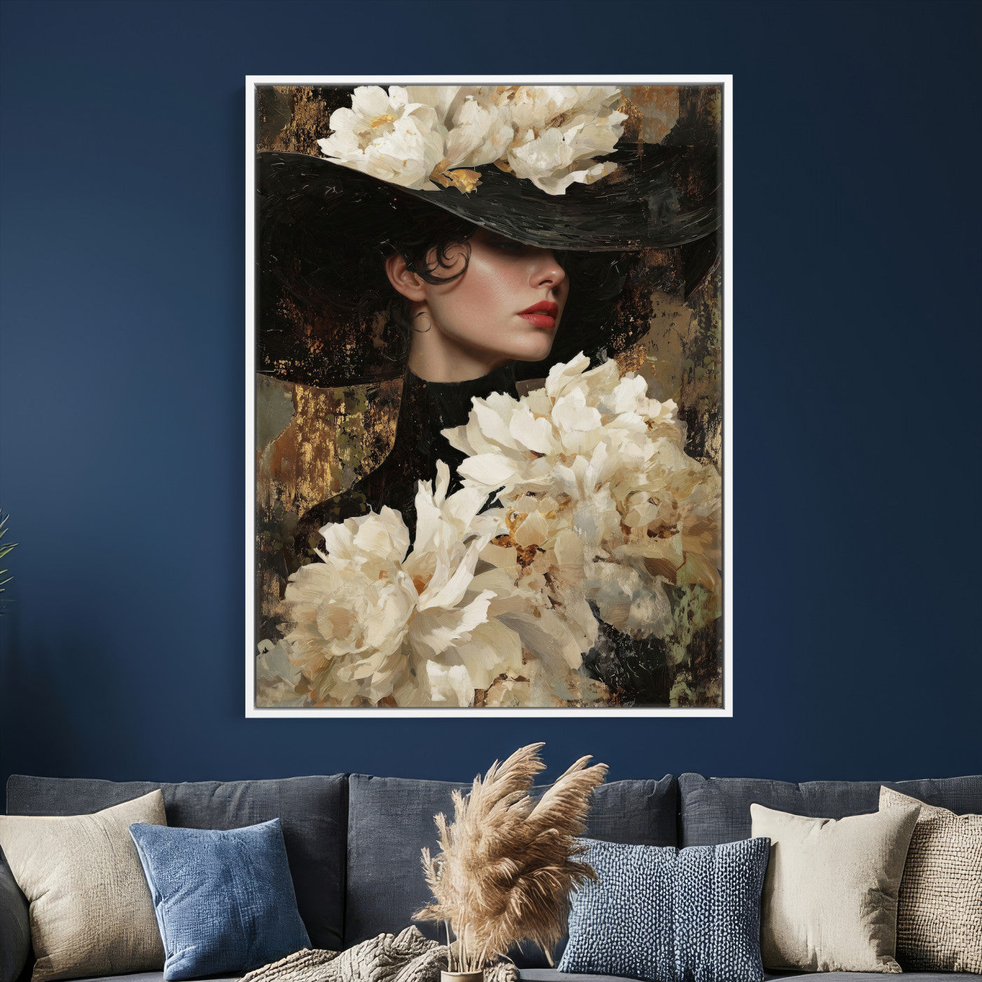34147087-MGV-CV-24X36 - Glamour Woman Portrait Canvas Wall Art, Elegant Patel Women Portrait Print