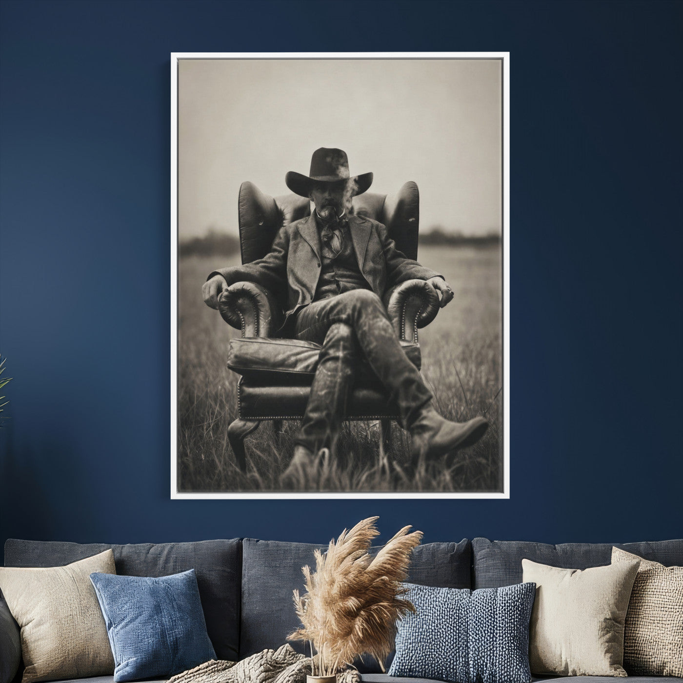 39988307-MGV-CV-24X36 - Vintage Cowboy Wall Art Canvas Print, Western Horse Rider Decor