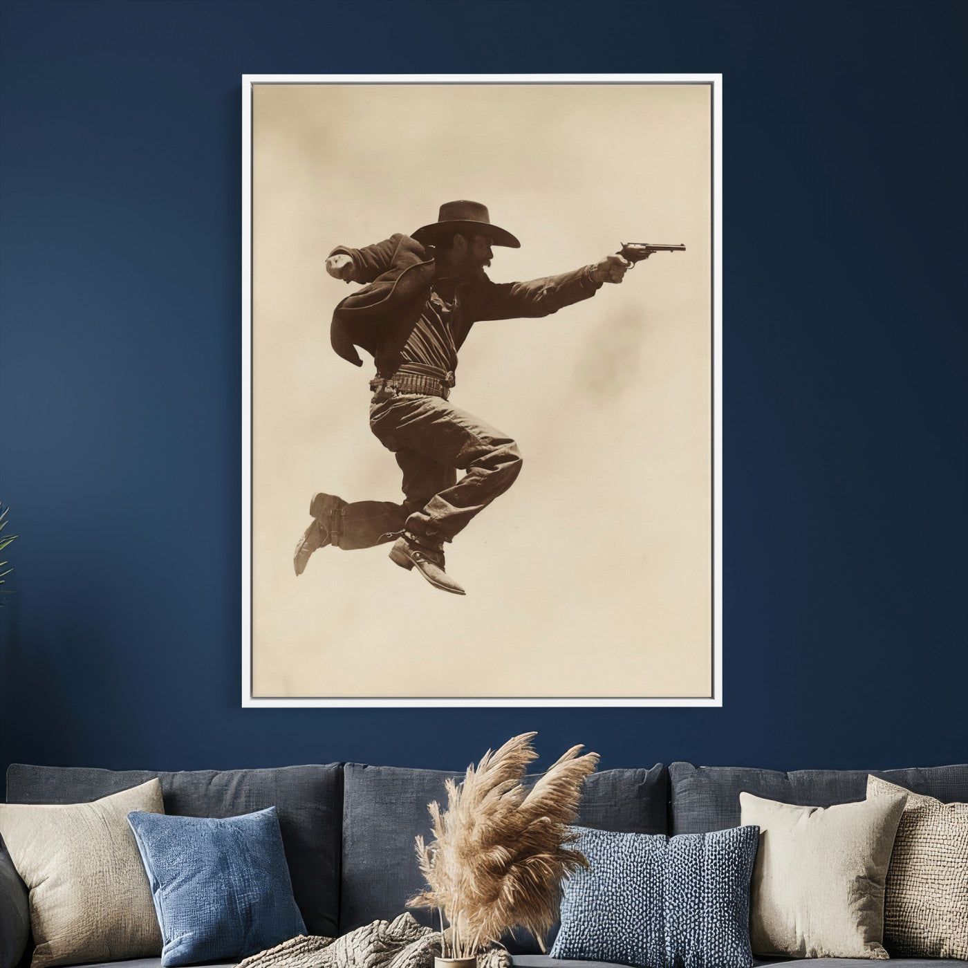 94461975G-MGV-CV-24X36 - Vintage Cowboy Wall Art Canvas Print, Western Gunfighter Decor