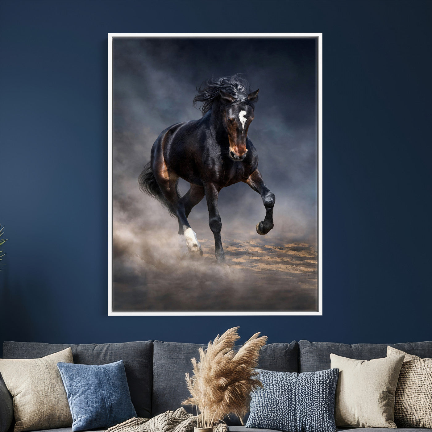 85088910-T-MGV-CV-24X36 - Wild Horses Galloping in Dust Storm Wall Art Canvas Print - Powerful Wildlife Fine Art