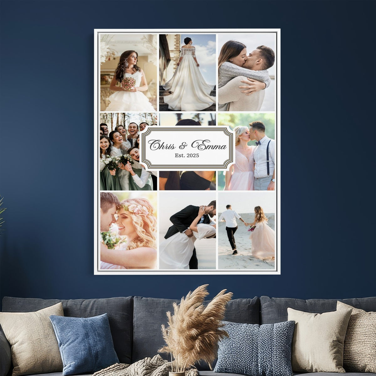 Personalized Wedding Photo Collage Canvas Print, Custom Couple Gift